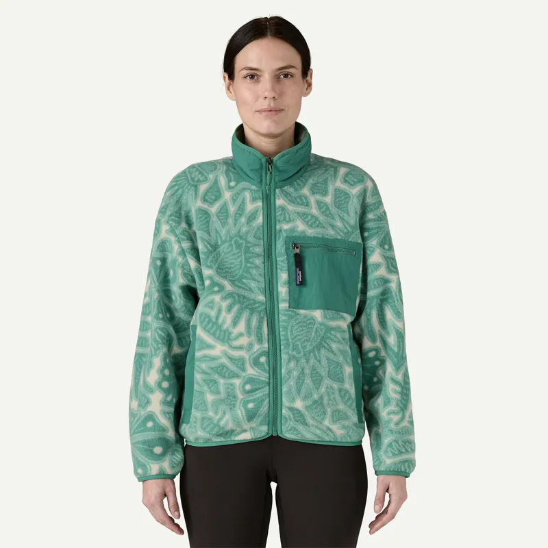 Patagonia Womens' Synchilla Fleece Jacket in Bees and Flowers: Heartleaf Green-1