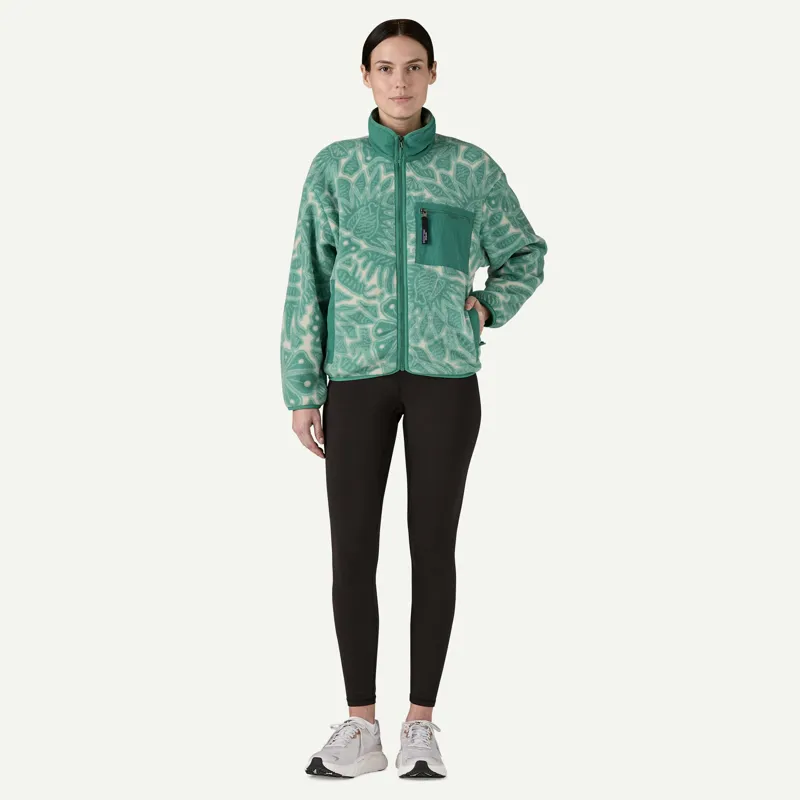Patagonia Womens' Synchilla Fleece Jacket in Bees and Flowers: Heartleaf Green-3