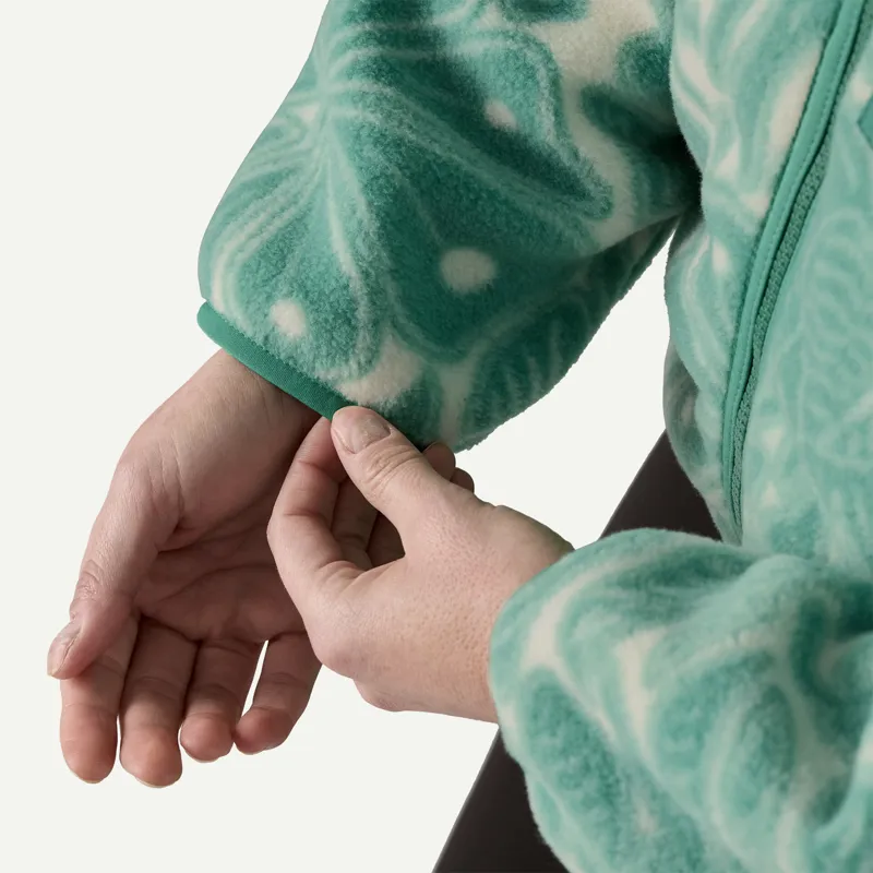 Patagonia Womens' Synchilla Fleece Jacket in Bees and Flowers: Heartleaf Green-4