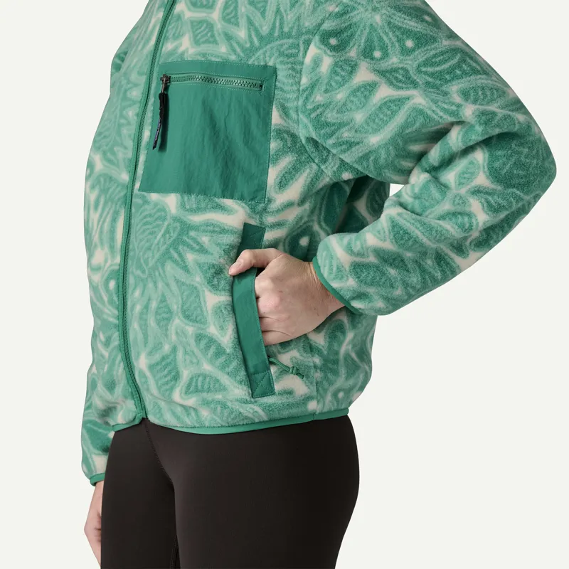 Patagonia Womens' Synchilla Fleece Jacket in Bees and Flowers: Heartleaf Green-5