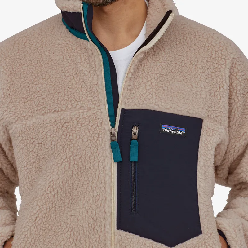 Patagonia Classic Retro X Fleece Jacket in Natural w Obsidian Plum