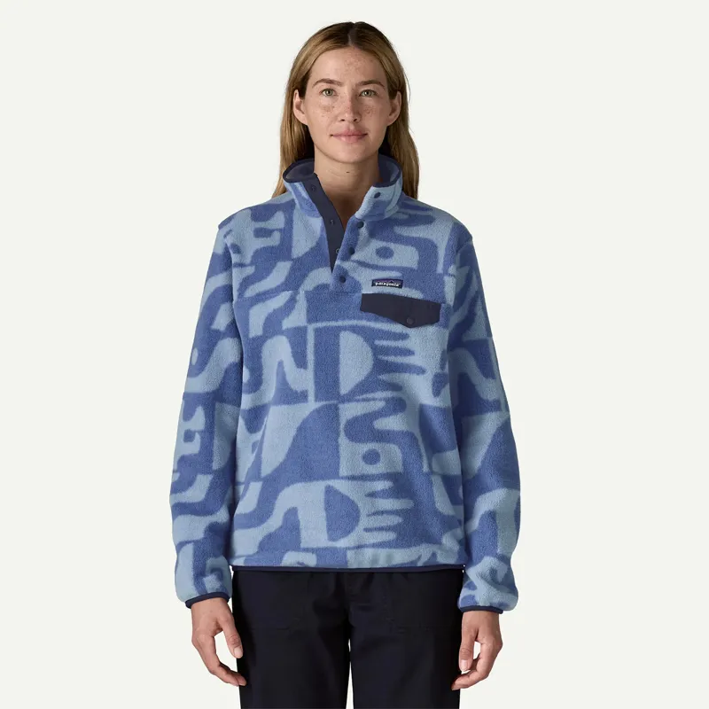 Patagonia Womens Lightweight Synchilla Snap-T Fleece Pullover in Mother Tree: Barnacle Blue-1