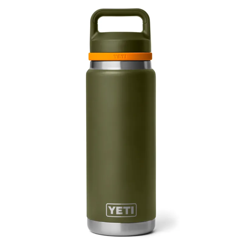 Yeti Rambler 26oz Chug Bottle in Olive/King Crab Orange