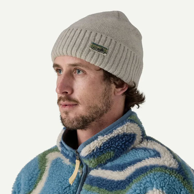 Patagonia Brodeo Beanie in OG Legacy Label Crisp Grey-1