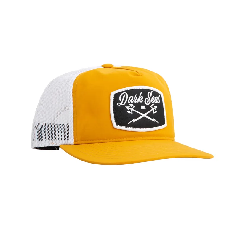 Dark Seas Docker Trucker Cap in Gold/White