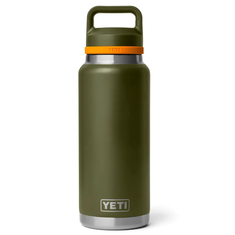 Yeti Rambler 36oz Chug Bottle in Olive/King Crab Orange