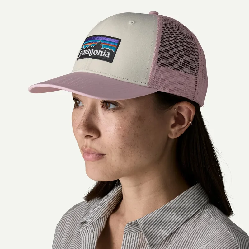 Patagonia P-6 Logo Trucker Hat in White w/Quiet Violet-1