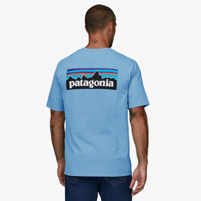 Patagonia Men's P-6 Logo Responsibili-Tee in Lago Blue-2
