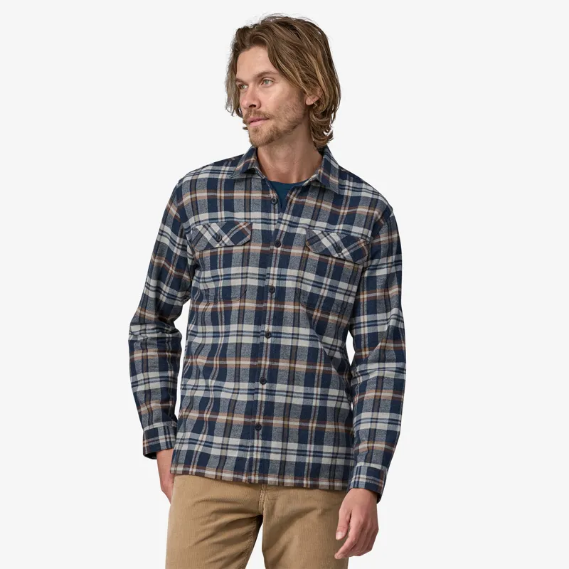 Patagonia Fjord Organic Flannel Shirt in Fields: New Navy-1