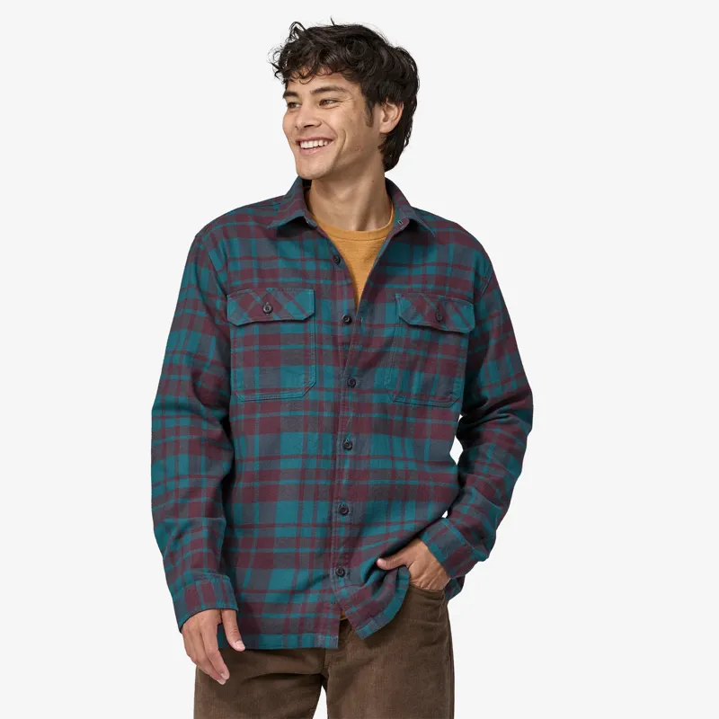 Patagonia Fjord Organic Flannel Shirt in Ice Caps: Belay Blue-1