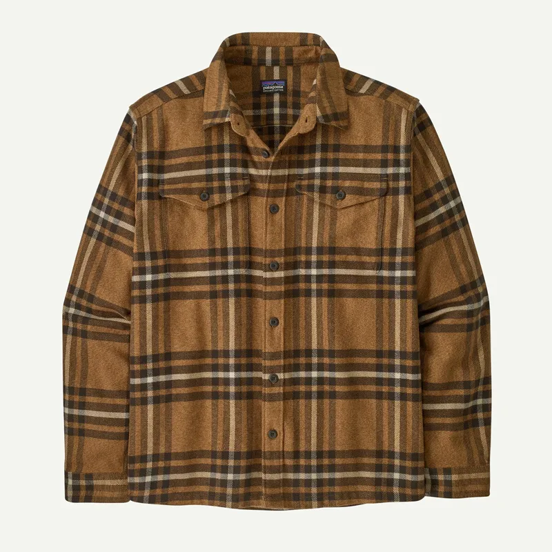 Patagonia Men's Fjord Flannel Shirt In Catch: Deer Brown