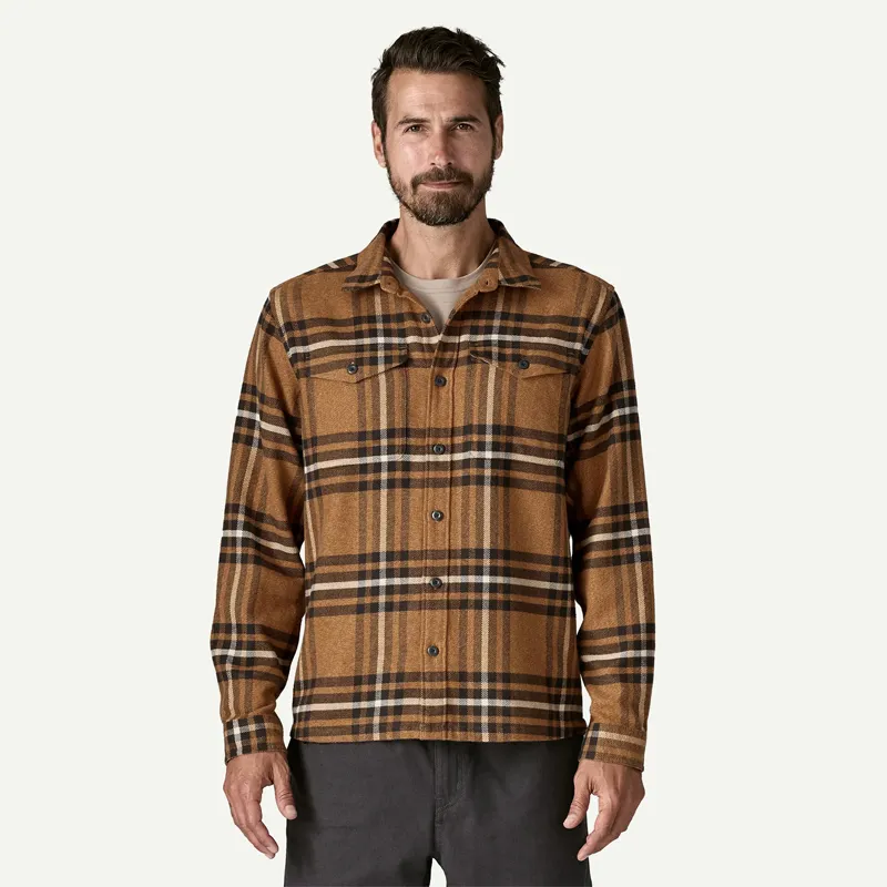 Patagonia Men's Fjord Flannel Shirt In Catch: Deer Brown-1
