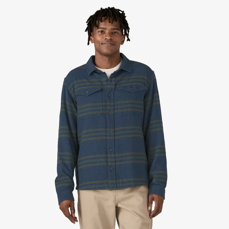 Patagonia Men's Fjord Flannel Shirt In Treelined Smolder Blue-1