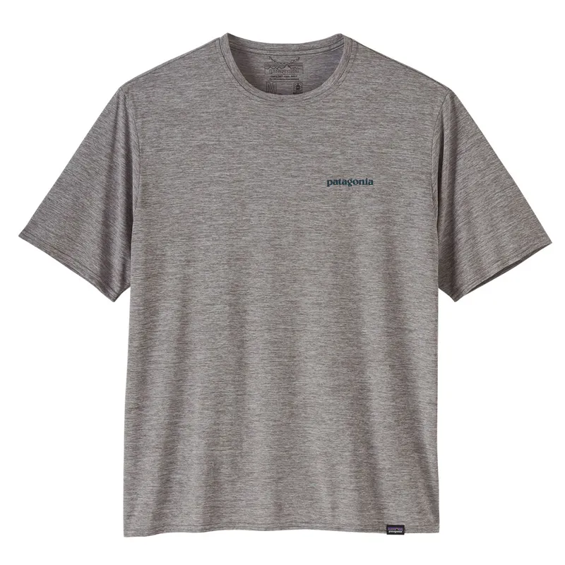 Patagonia S/S Cap Cool Daily Graphic Shirt Waters Boardshort Logo in Abalone Blue/Feather Grey-1