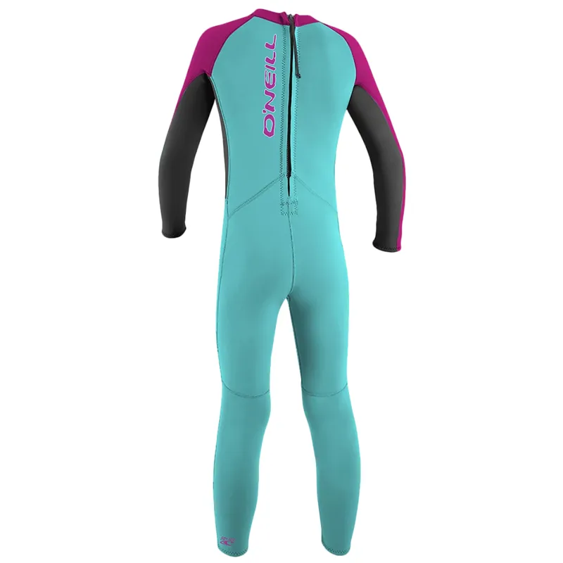 O Neill Reactor Kids 2mm Back Zip Wetsuit in Aqua/Graphite/Berry-1