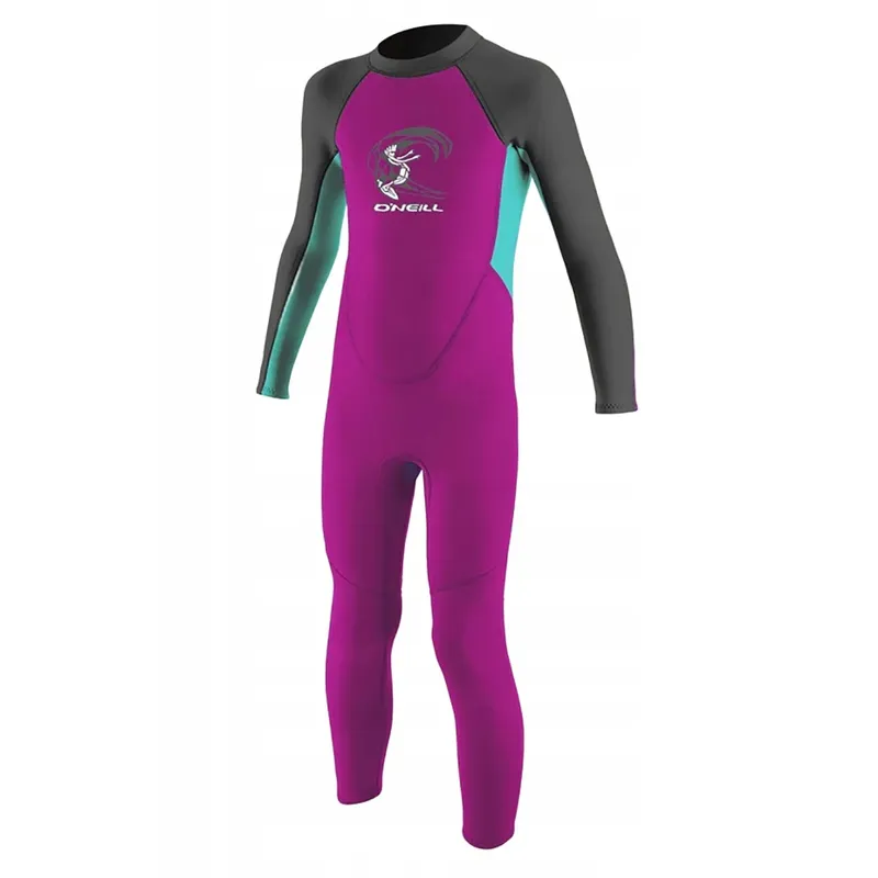 O Neill Reactor Kids 2mm Back Zip Wetsuit in Berry/Aqua/Graphite