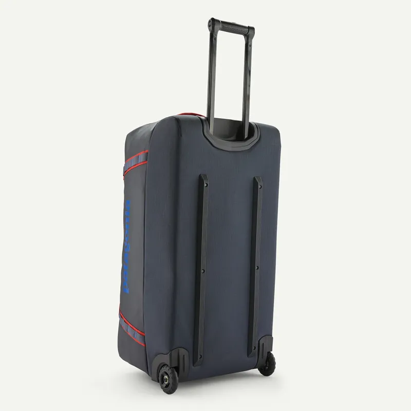 Patagonia Black Hole 100L Wheeled Duffel Bag in Smolder Blue w/Amanita Red-1