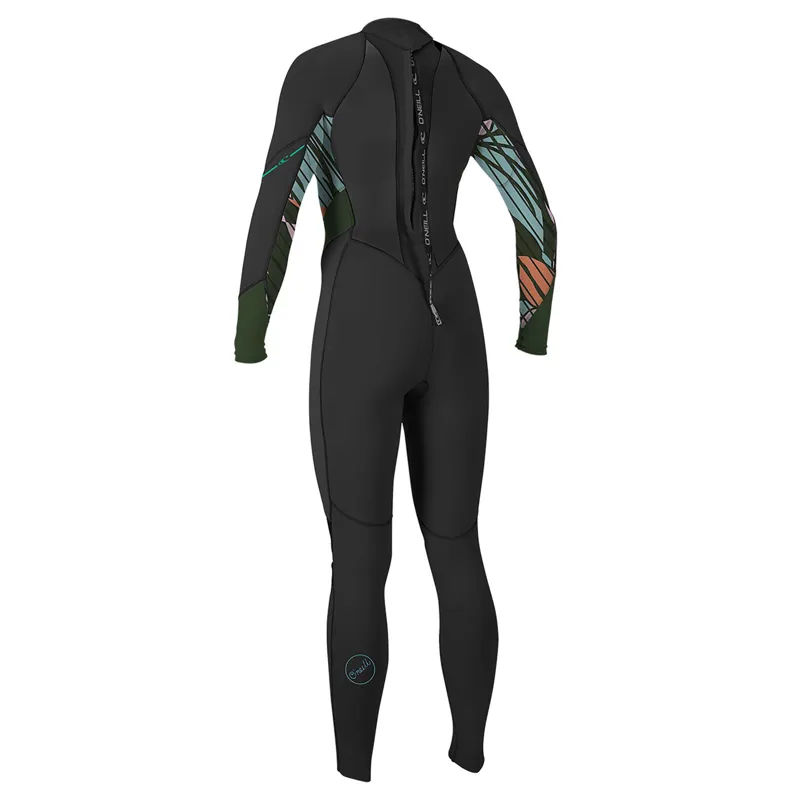 O Neill Womens Bahia 3-2mm Back Zip Wetsuit in Black-Olive-1