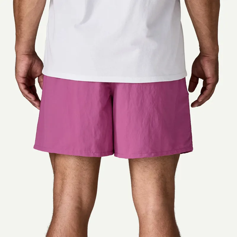 Patagonia Men's 5 inch Baggies Shorts in 95 Oval Logo: Faded Magenta-2