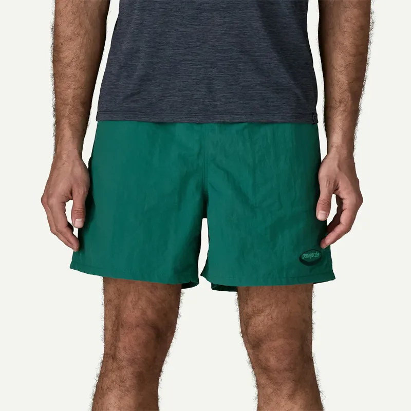 Patagonia Men's 5 inch Baggies Shorts in 95 Oval Logo: Gem Green-1