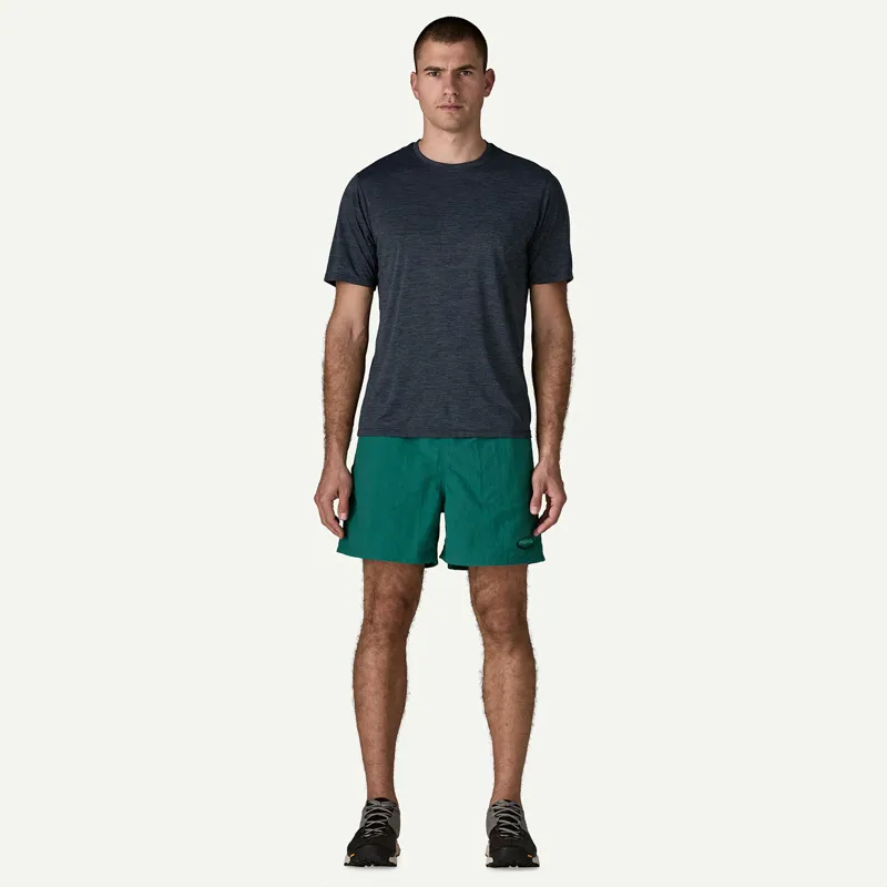 Patagonia Men's 5 inch Baggies Shorts in 95 Oval Logo: Gem Green-3