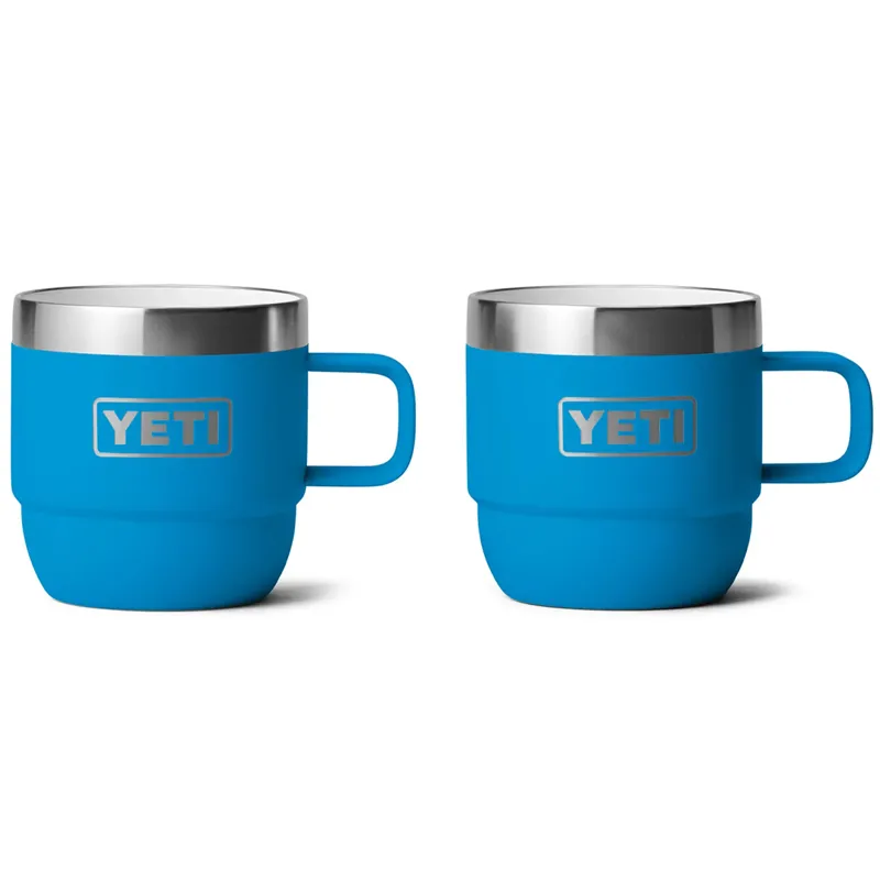 Yeti Rambler 6oz Stackable Espresso Mugs in Big Wave Blue