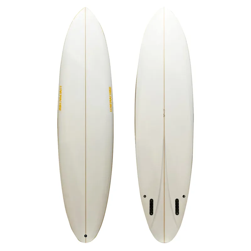 Love Machine Surfboards 7ft 4in FM Clear with Yellow Rail Line - Futures