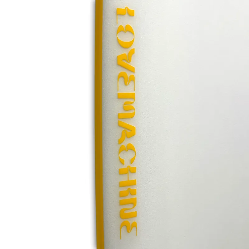 Love Machine Surfboards 7ft 4in FM Clear with Yellow Rail Line - Futures-1