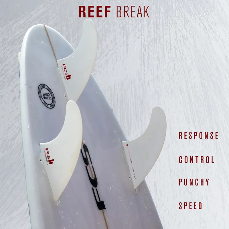 FCS II Accelerator White Edition PC Tri Fin Set - Reef Break-2