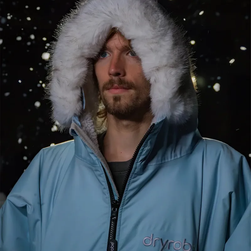 Dryrobe Advance Long Sleeve Change Robe in Alpine Ice Blue/White-5