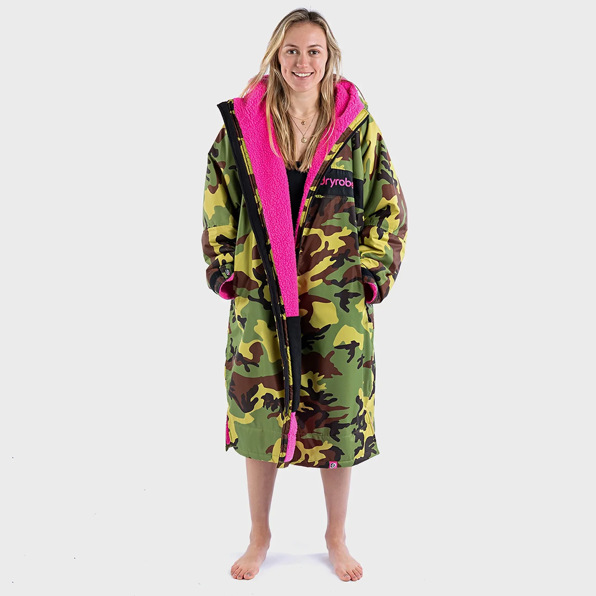 Dryrobe Advance REMIX Long Sleeve Change Robe in Camo/Pink
