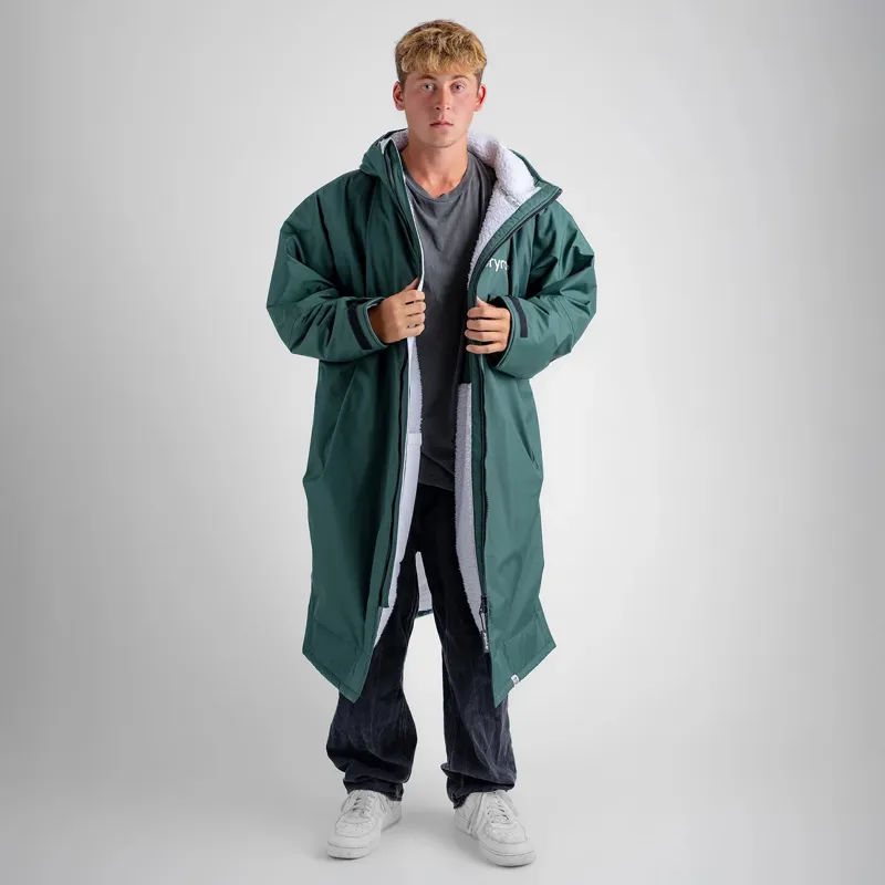 Dryrobe Advance Long Sleeve Change Robe in Dark Green/Grey-3