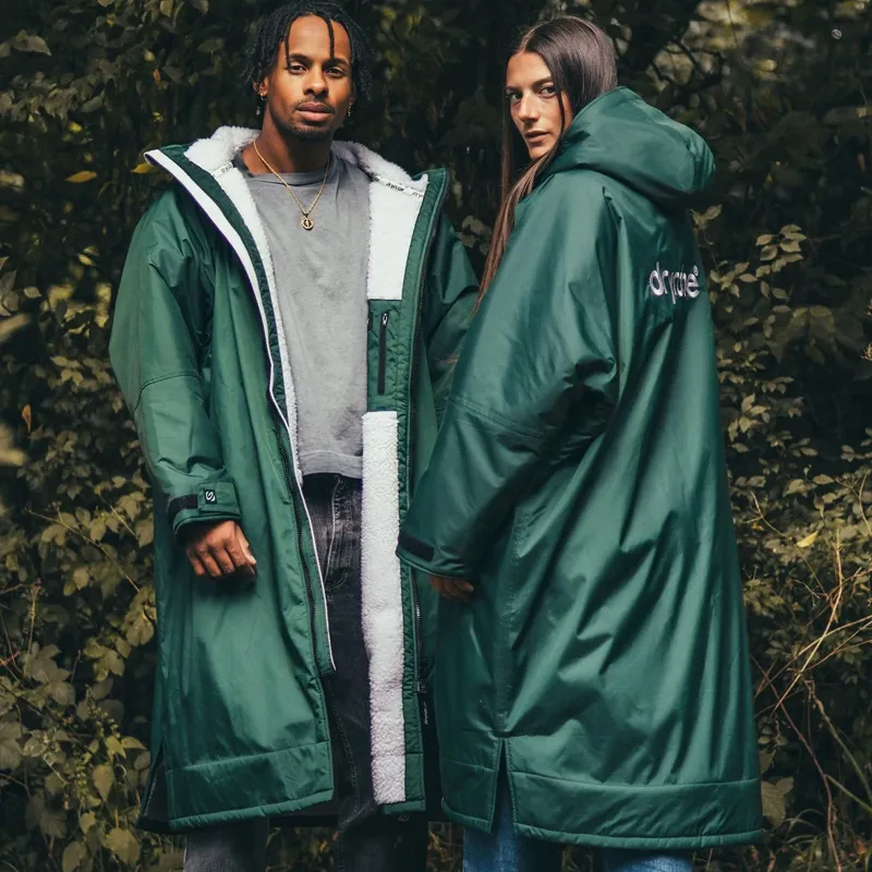 Dryrobe Advance Long Sleeve Change Robe in Dark Green/Grey-5