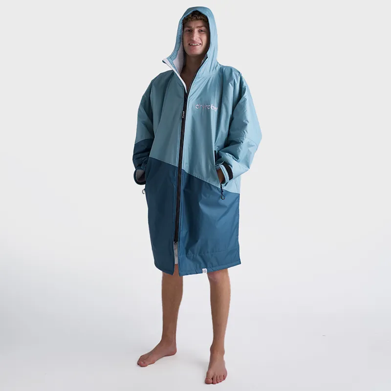 Dryrobe Advance Long Sleeve Change Robe in Blue/Light Grey