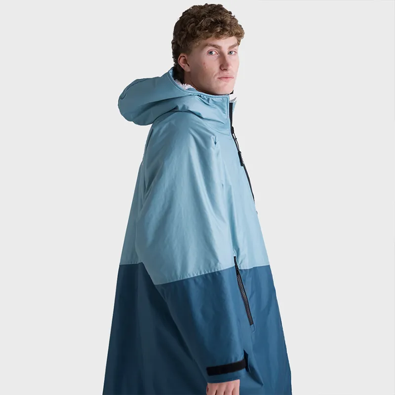 Dryrobe Advance Long Sleeve Change Robe in Blue/Light Grey-3