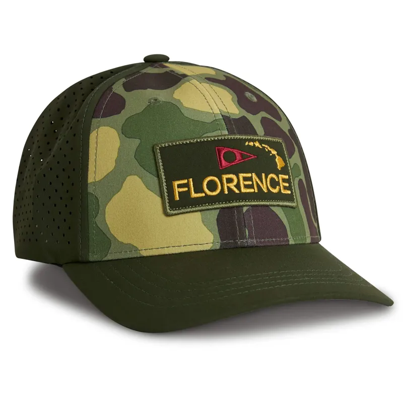 Florence Marine Airtex Trucker Hat in Tropic Green Camo