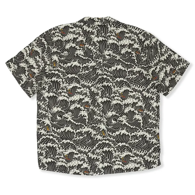 T and C Surf Designs Aloha Short Sleeve Shirt in Fatigue Black-1