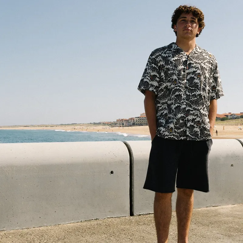 T and C Surf Designs Aloha Short Sleeve Shirt in Fatigue Black-2