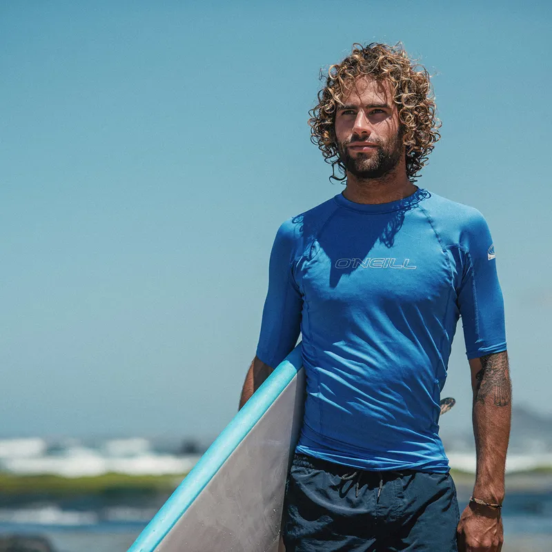 O'Neill Basic Skins Short Sleeve Rash Guard in Pacific-2