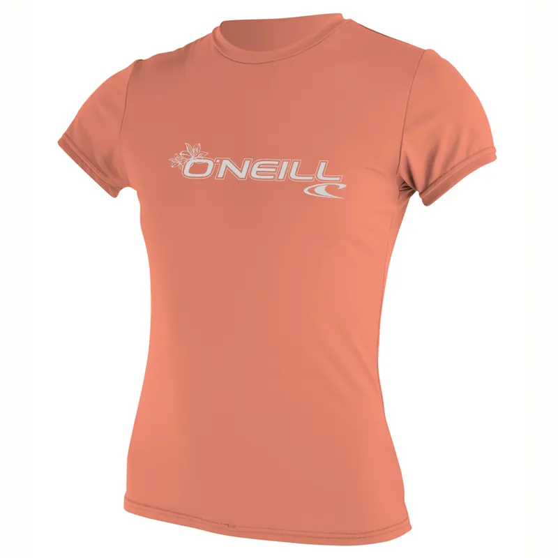 Oneill Womens Skins Short Sleeve Sun Shirt in Grapefruit