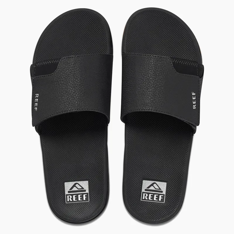 Reef Fanning Slide Sandal in Black/Silver-3