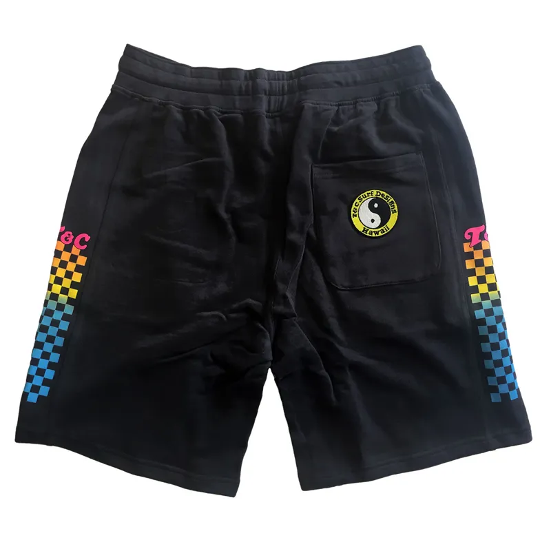 T and C / Checky Sweat Short / Washed Black