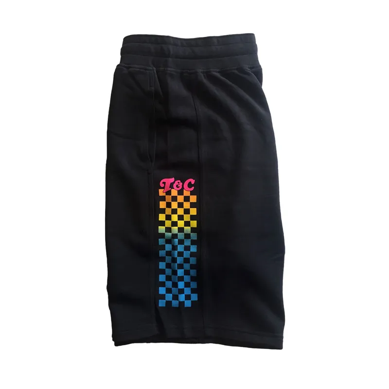 T and C / Checky Sweat Short / Washed Black-2