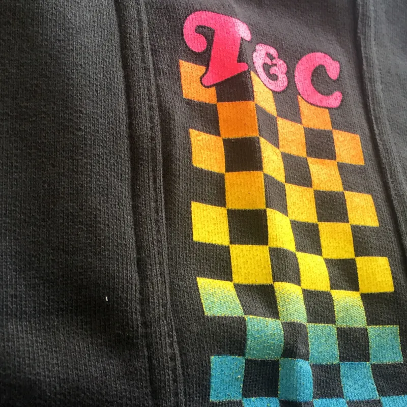 T and C / Checky Sweat Short / Washed Black-3