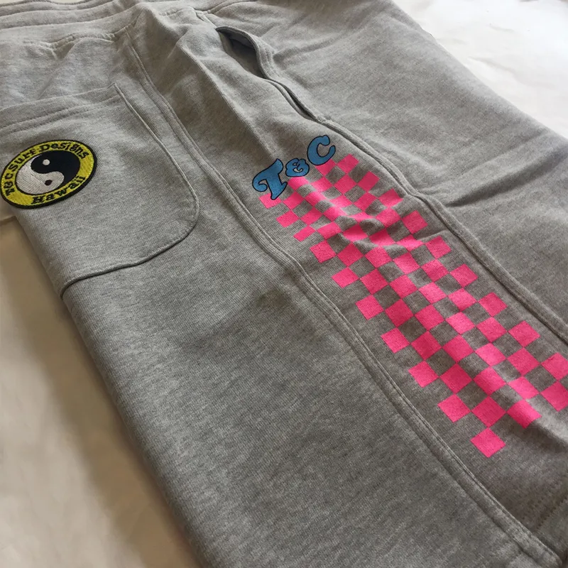 T and C Checky Sweat Short in Heather Grey-3