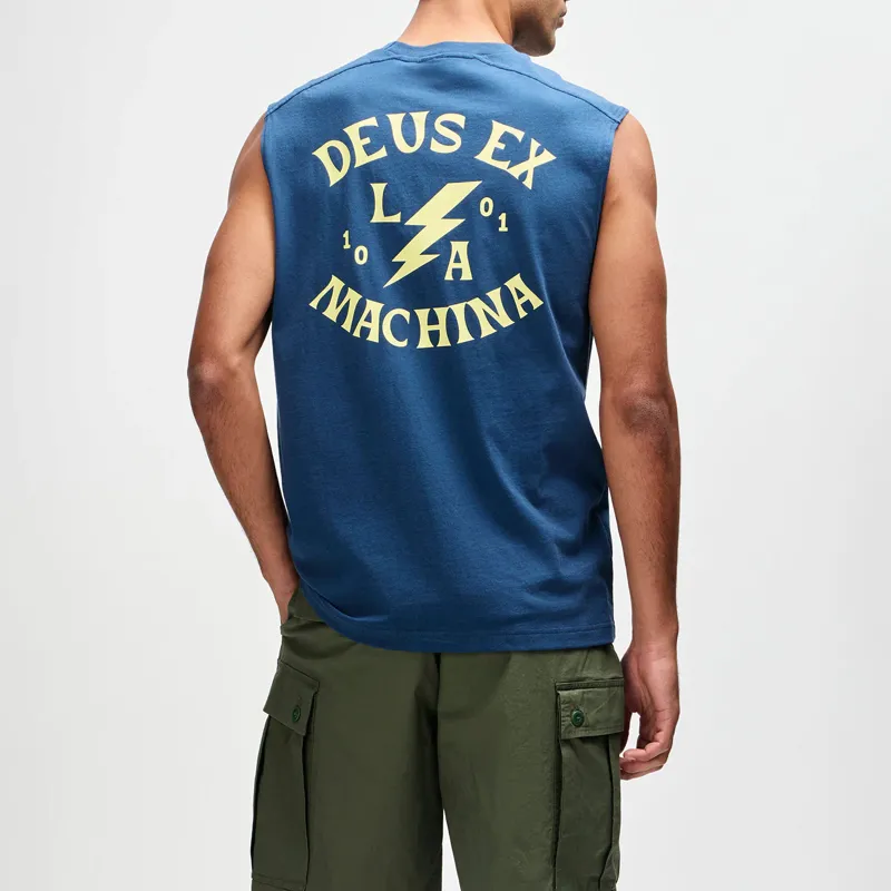 Deus Ex Machina Chinook Muscle Tee in Mechanic Blue-5
