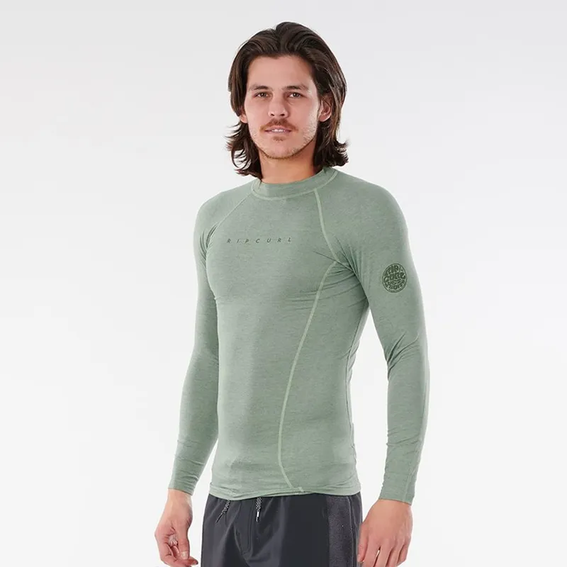 Rip Curl Dawn Patrol Perf Long Sleeve UV Tee in Green Marle