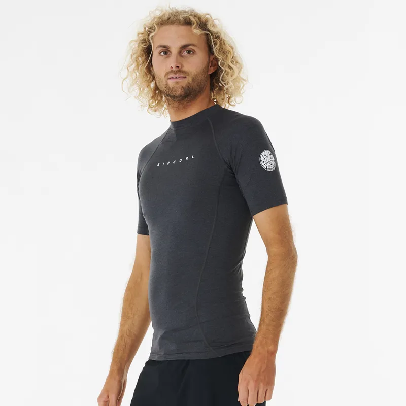 Rip Curl Dawn Patrol Short Sleeve UV Tee in Black Marle-1
