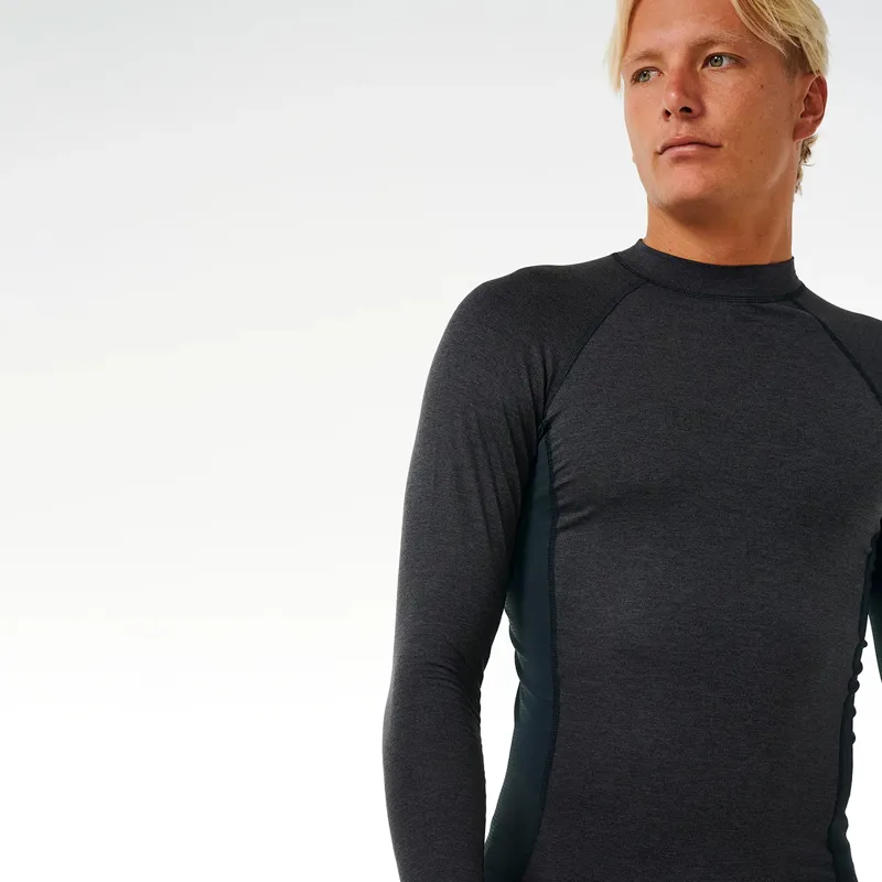 Rip Curl Dawn Patrol Perf Long Sleeve UV Tee in Black Marle-4