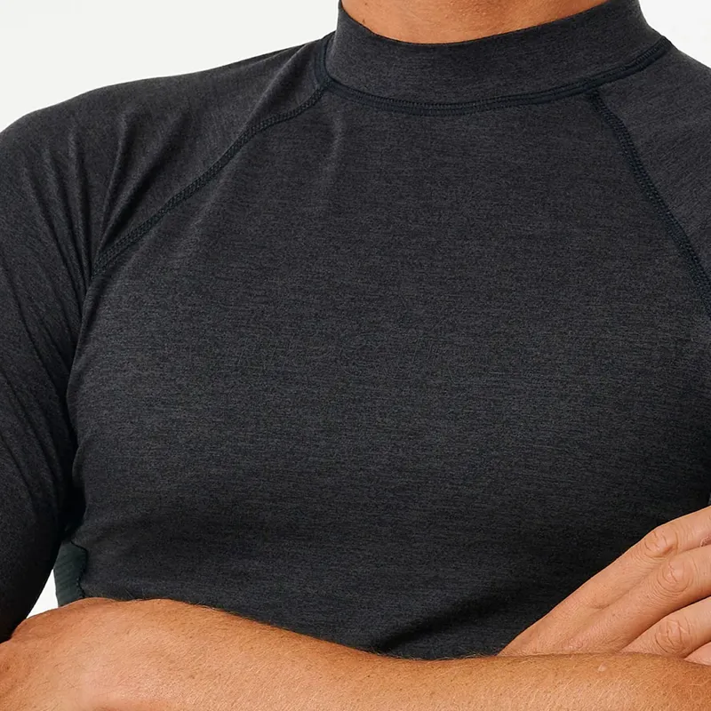 Rip Curl Dawn Patrol Perf Short Sleeve UPF Rash Vest in Black Marle-3